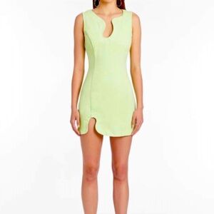 Green Amanda Uprichard Puzzle Denim Mini Dress XS